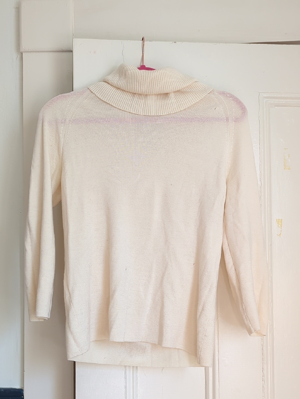 Talbots Merino Wool Turtleneck Cropped 3/4 Sleeve Knit Sweater